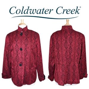 COLDWATER CREEK Ruby Red Jacquard Jacket/Blazer sz. 18W